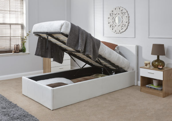 Marikina End Lift Ottoman Single Bed | White
