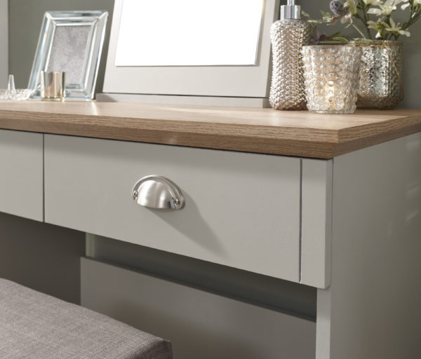 Oban Dressing Table with Stool | Grey | Self Assembly