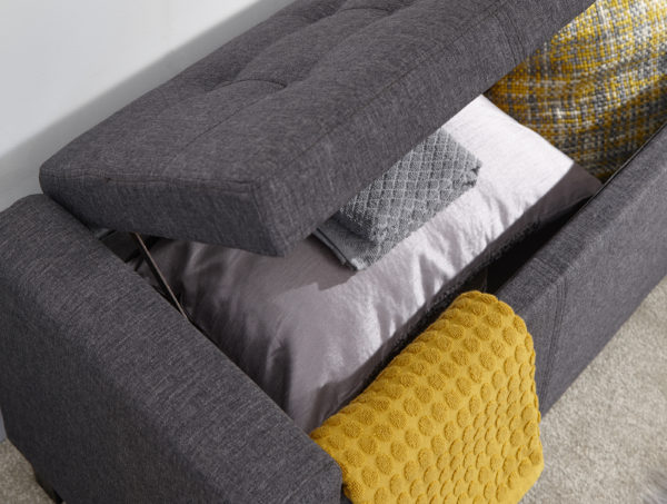 Roma Ottoman Bench | Charcoal Grey | Fabric | Self Assembly