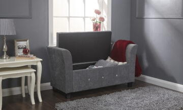Roma Grey Chenille Diamante Window Seat