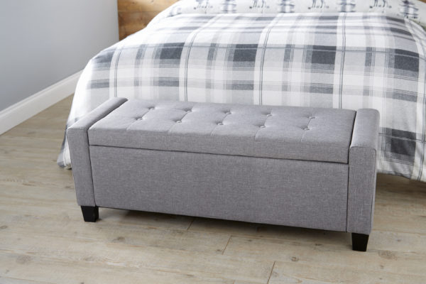 Roma Ottoman Bench | Grey | Fabric | Self Assembly