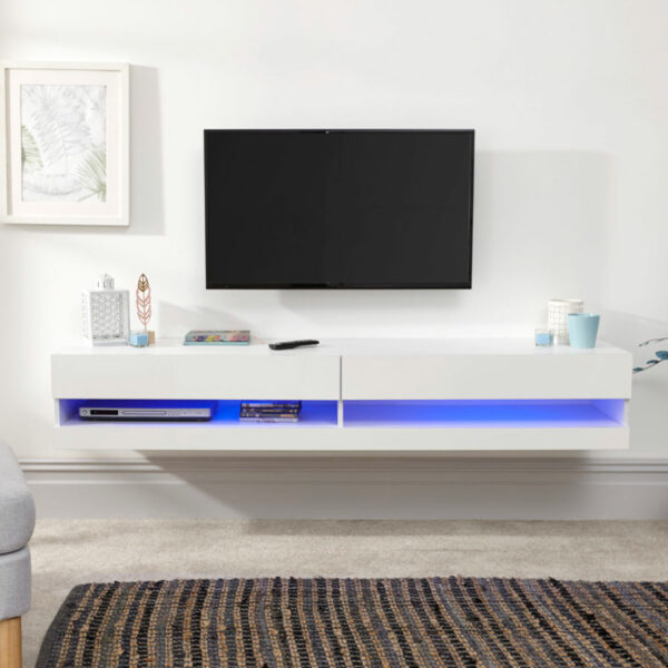 Lugo 150cm Wall TV Unit | LED | White | Self Assembly
