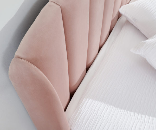 Haikou King Size End Lift Ottoman Bed | Blush Pink