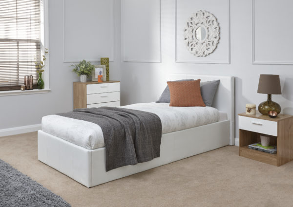 Marikina End Lift Ottoman Single Bed | White