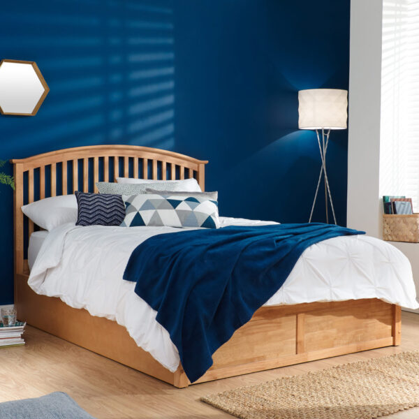 Reus Wooden Ottoman Double Bed Oak