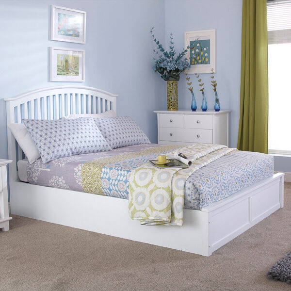 Reus Wooden King Size Ottoman Bed  | White