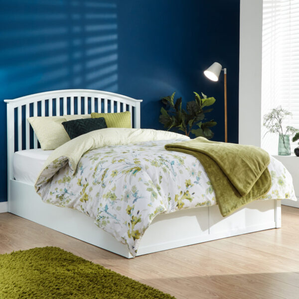 Reus Wooden Ottoman Double Bed | White