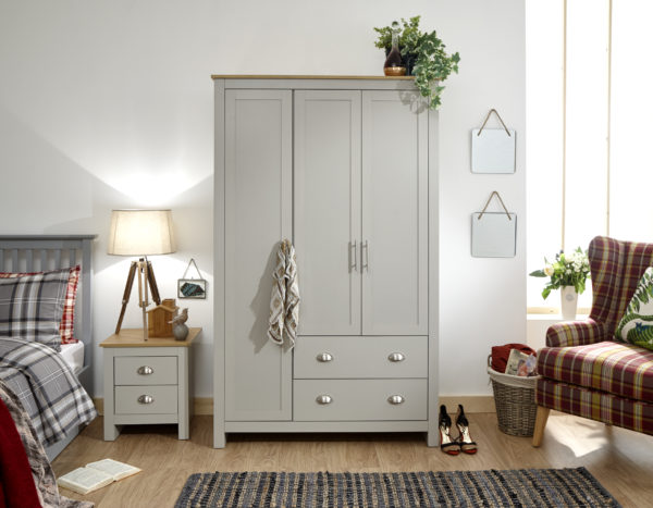 Fife Grey 3 Door 2 Drawer Wardrobe | Grey
