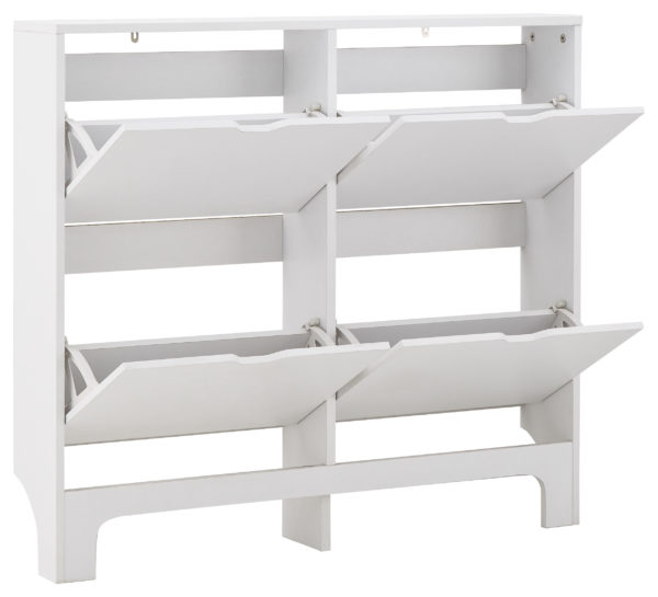 Narrow 4 Drawer Shoe Cabinet | White | Self Assembly