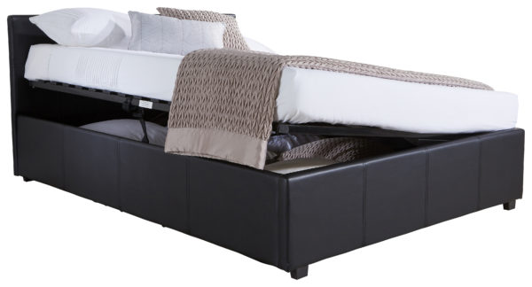 Marikina Side Lift Ottoman Small Double Bed | Black