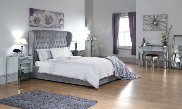 Braga Double Ottoman Bed with Solid Base | Platinum Grey