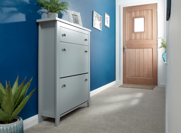 Two Tier Shoe Cabinet | Grey | Self Assembly