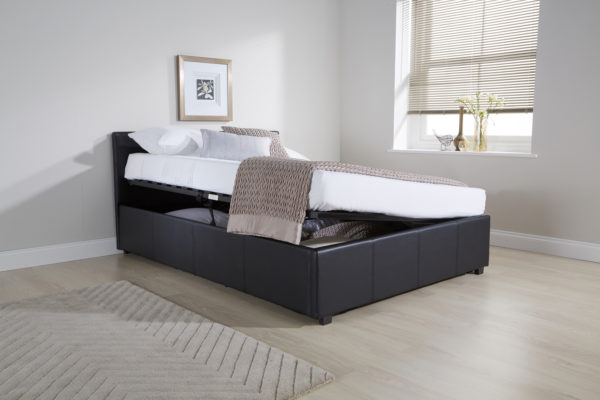 Marikina Side Lift Ottoman Small Double Bed | Black