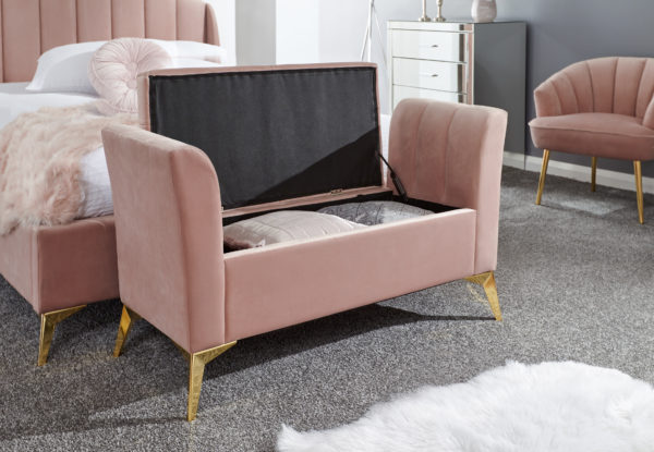 Haikou Storage Bench | Blush Pink | Self Assembly