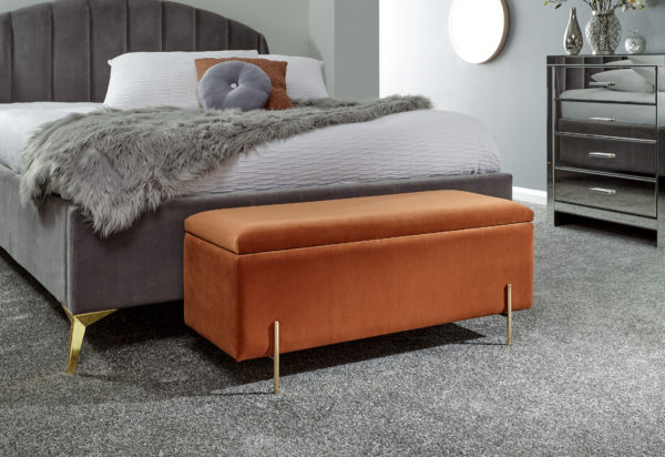 Miley Ottoman Storage Bench | Russet | Self Assembly - Orange