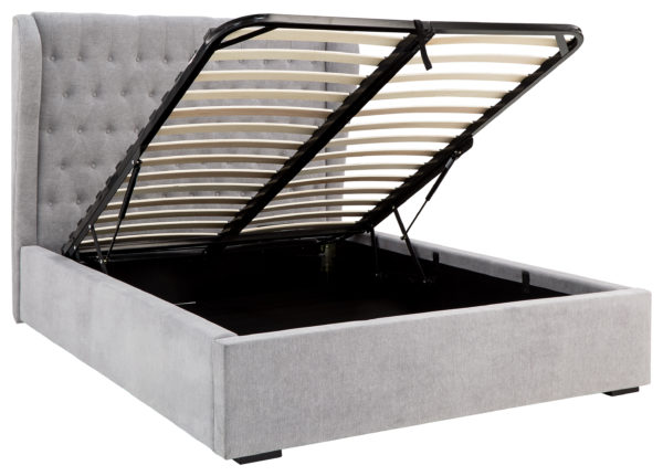 Braga Double Ottoman Bed with Solid Base | Platinum Grey