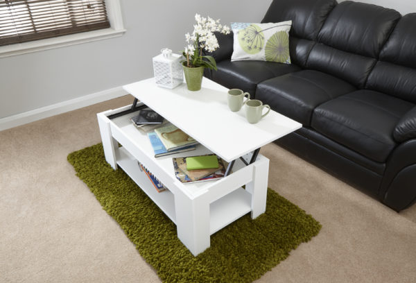 Shetland Lift Up Coffee Table | White | Self Assembly
