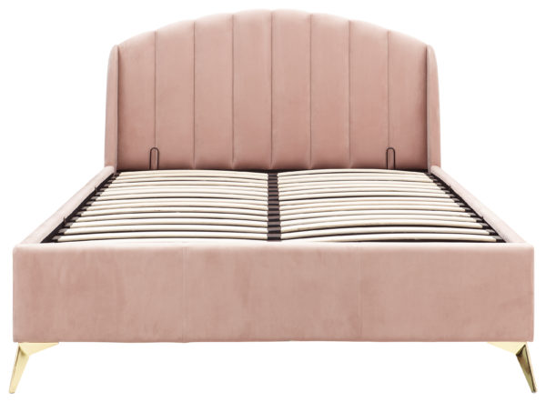Haikou King Size End Lift Ottoman Bed | Blush Pink