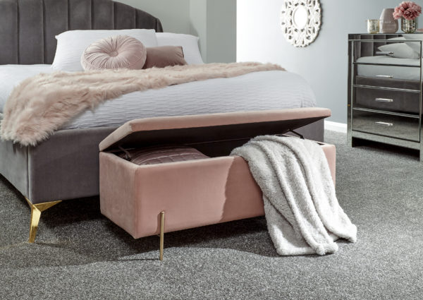 Miley Ottoman Storage Bench | Blush Pink | Self Assembly | Clearance