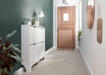 Narrow White 4 Drawer Shoe Cabinet