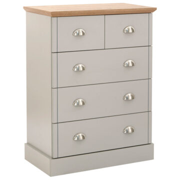 Oban 2 + 3 Chest of Drawers | Grey | Chrome Handles | Self Assembly