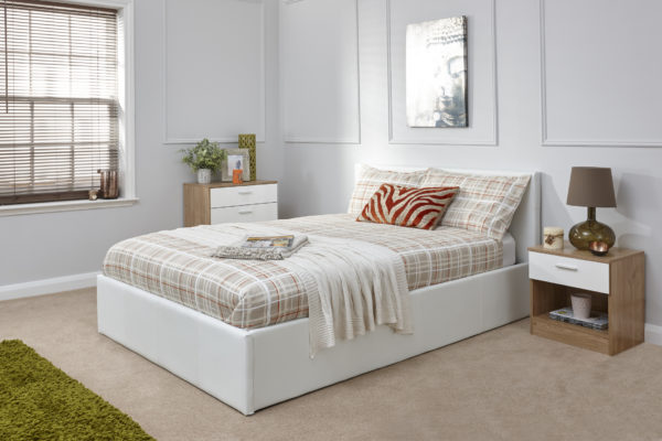 Marikina End Lift Ottoman Double Bed | White