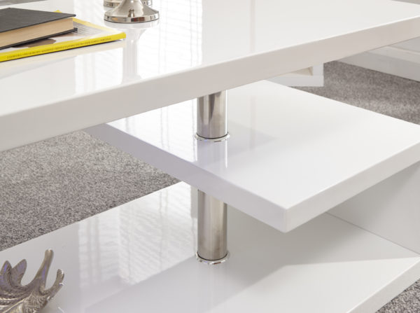 Alaska High Gloss LED Coffee Table | White | Self Assembly