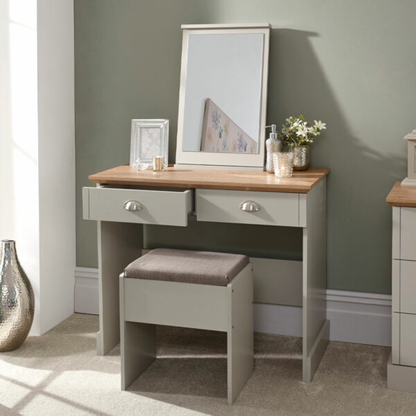 Oban Dressing Table with Stool | Grey | Self Assembly