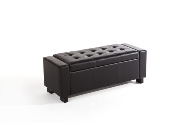 Roma Ottoman Bench | Black  PU | Self Assembly