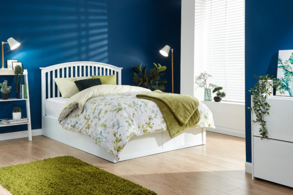 Reus Wooden Ottoman Double Bed | White