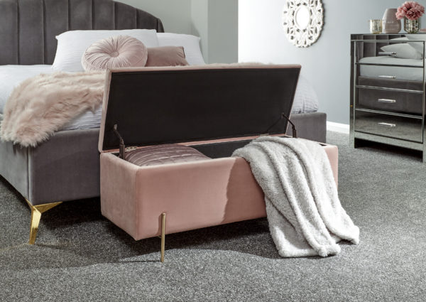 Miley Ottoman Storage Bench | Blush Pink | Self Assembly | Clearance