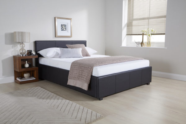 Marikina Side Lift Ottoman Small Double Bed | Black