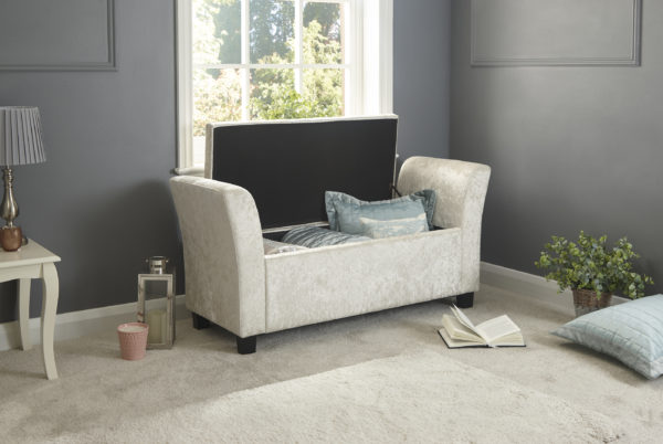 Roma Window Seat | Oyster | Crushed Velvet | Self Assembly