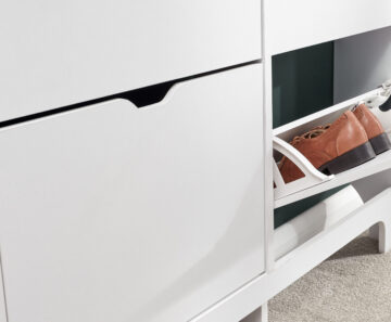 Narrow White 4 Drawer Shoe Cabinet