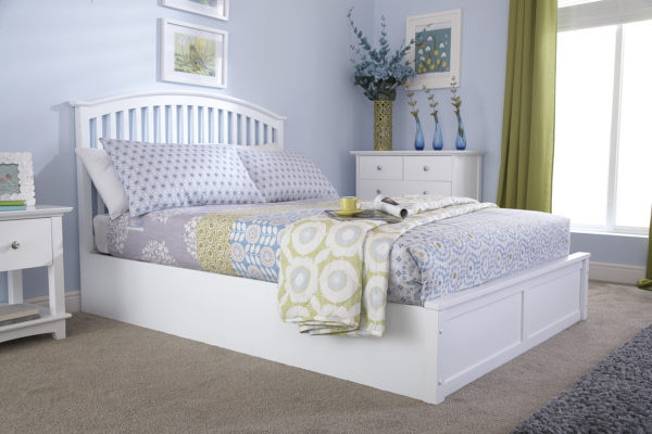 Reus Wooden King Size Ottoman Bed  | White