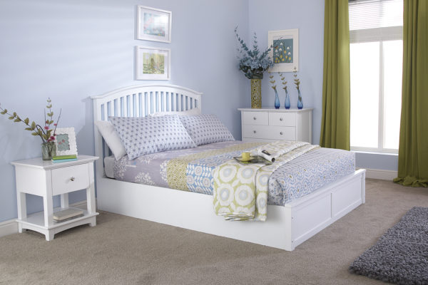 Reus Wooden King Size Ottoman Bed  | White