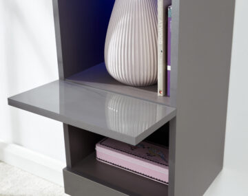 Lugo Grey Tall Shelf Unit | LEDs