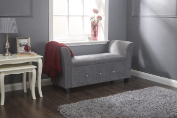Roma Grey Chenille Diamante Window Seat