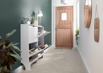 Narrow White 4 Drawer Shoe Cabinet