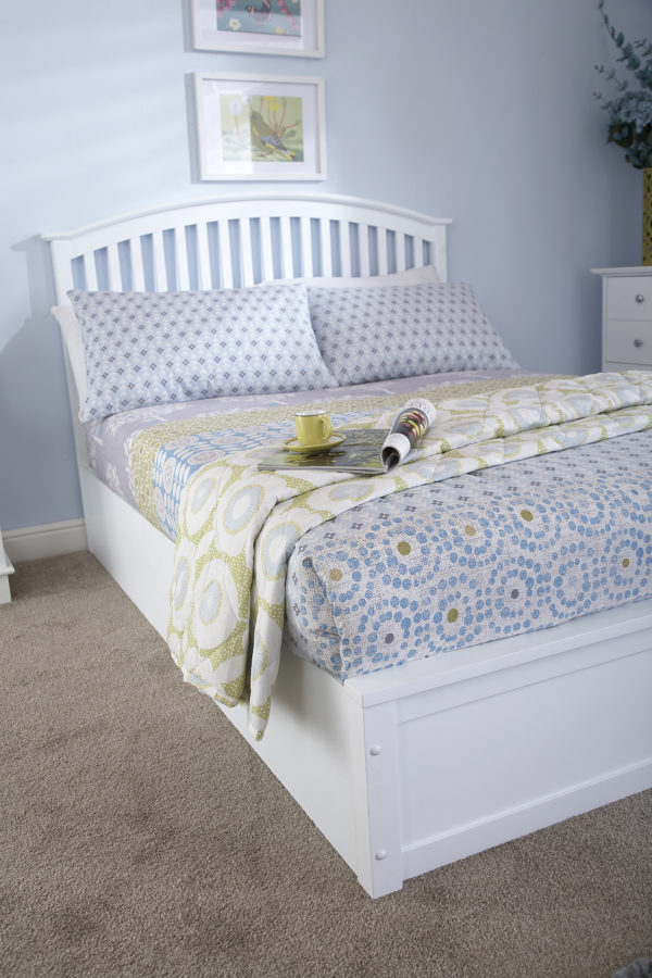 Reus Wooden King Size Ottoman Bed  | White