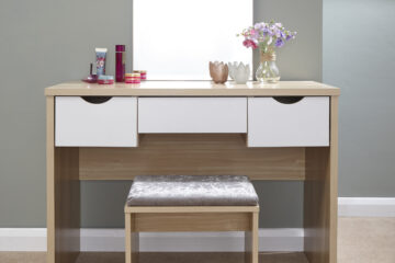 Amelia White 3 Drawer Dressing Table Set | Oak Finish