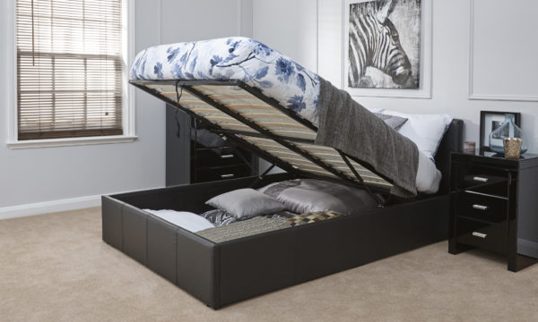 Marikina End Lift King Size Ottoman Bed  | Black