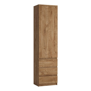 Birtley Tall Narrow 1 Door 3 Drawer Cupboard in Oak