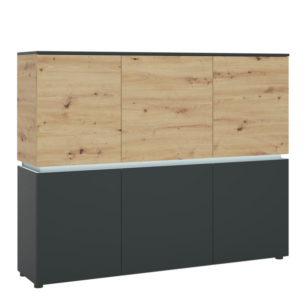 Osmo 6 Door Cabinet in Platinum and Oak | Self Assembly