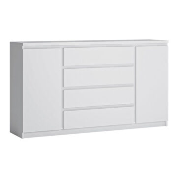 Birtley 2 Door 4 Drawer Wide Sideboard in White