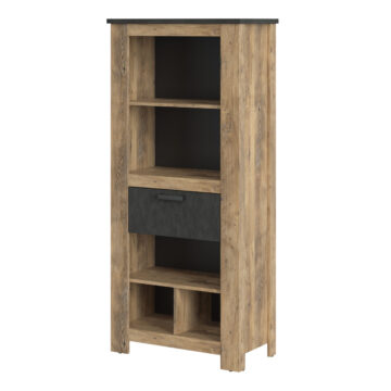 Compton 1 Drawer Bookcase | Chestnut and Matera Grey | Self Assembly