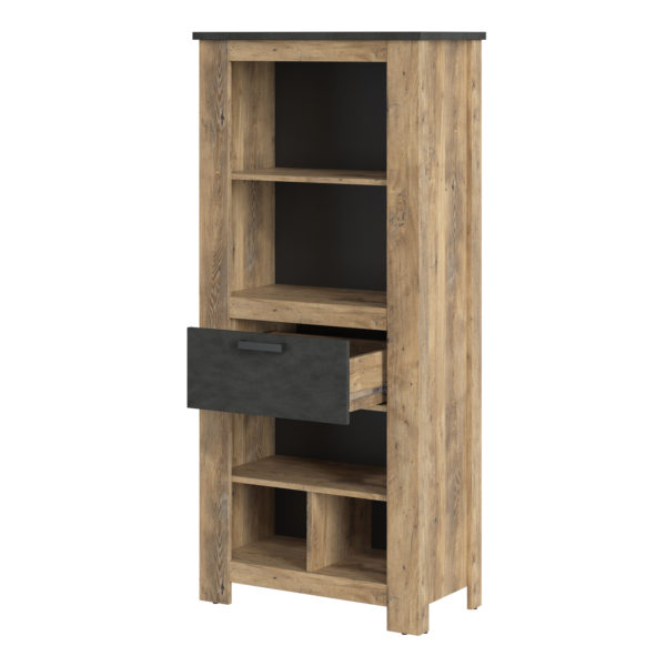 Compton 1 Drawer Bookcase | Chestnut and Matera Grey | Self Assembly