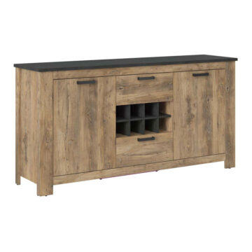 Compton 2 Door 2 Drawer Sideboard with Wine Rack | Chestnut and Matera Grey