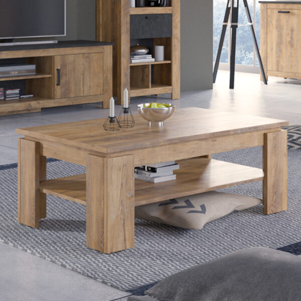 Compton Large Coffee Table | Chestnut and Matera Grey | Self Assembly