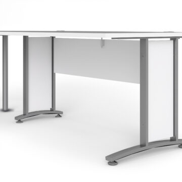 Kansas White Desk 150 cm | Silver Grey Steel Legs